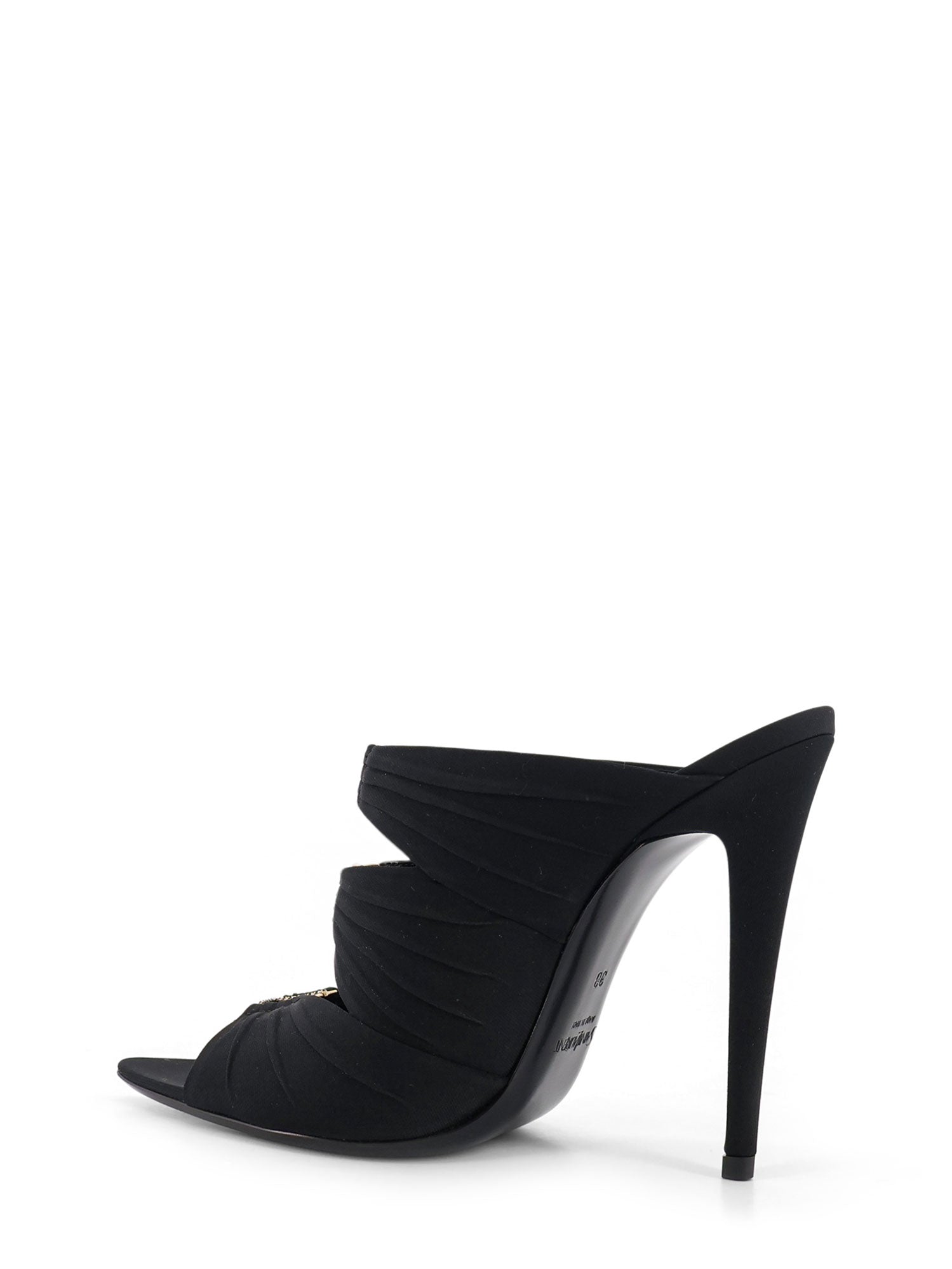 Saint Laurent Sandals Nero/crystal+light B Satin