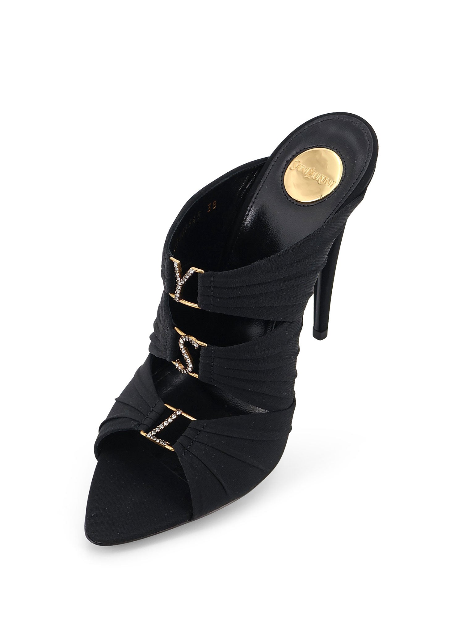 Saint Laurent Sandals Nero/crystal+light B Satin