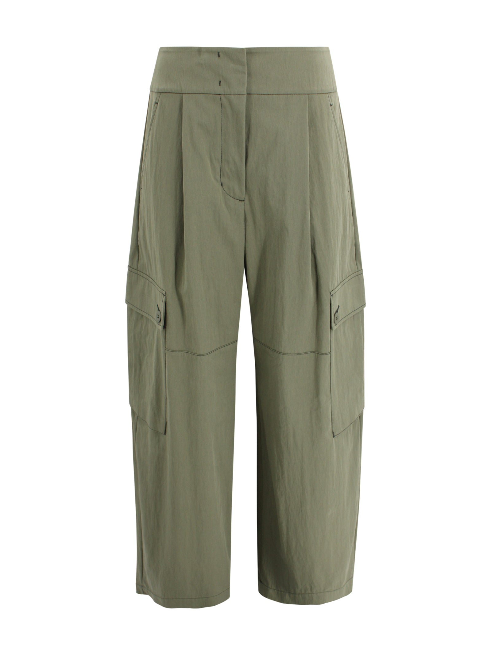 Max Mara Weekend Trousers Verde Scuro Cotton
