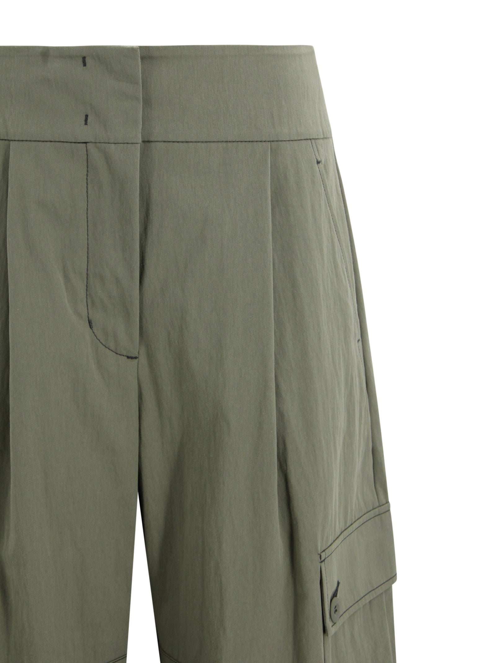 Max Mara Weekend Trousers Verde Scuro Cotton