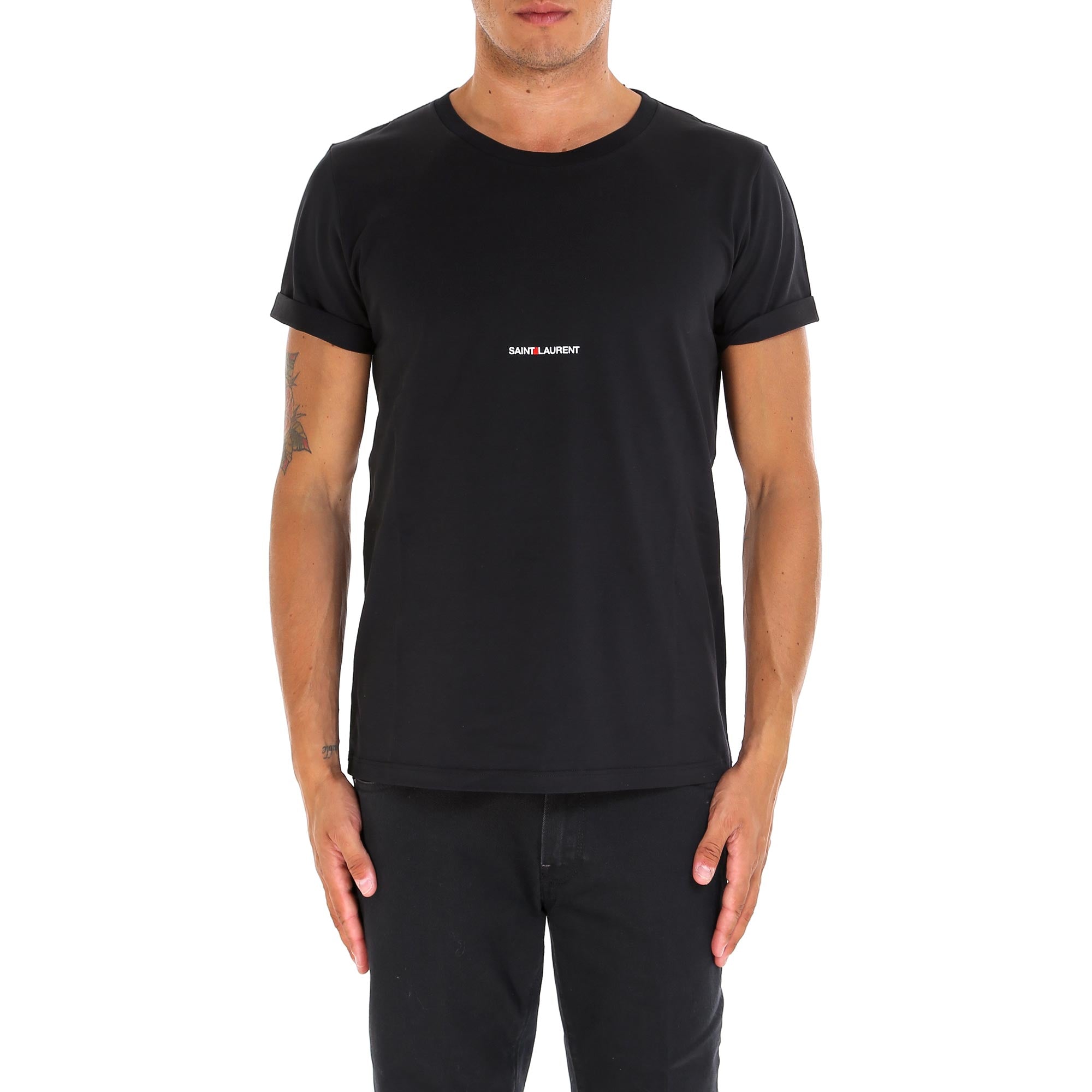 Saint Laurent T-Shirts And Polos Black Cotone