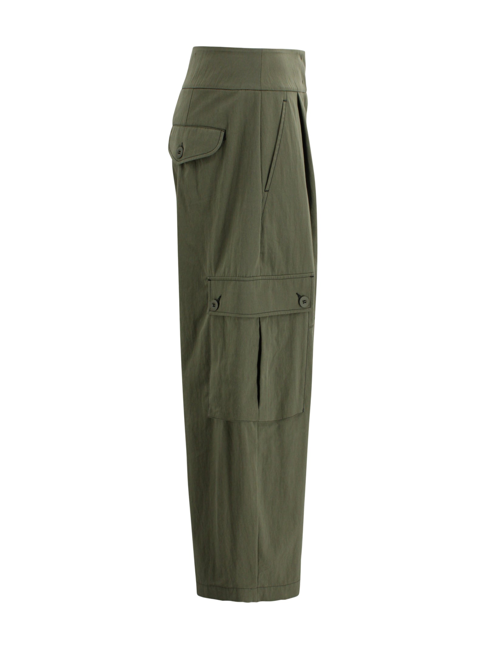 Max Mara Weekend Trousers Verde Scuro Cotton
