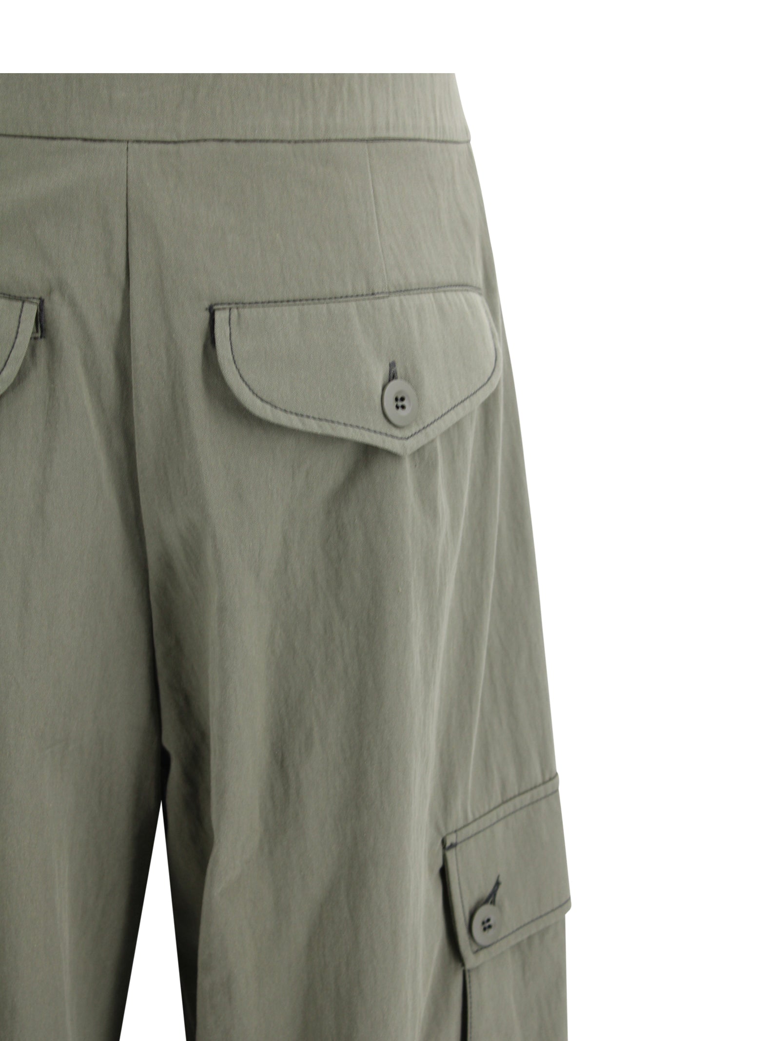 Max Mara Weekend Trousers Verde Scuro Cotton