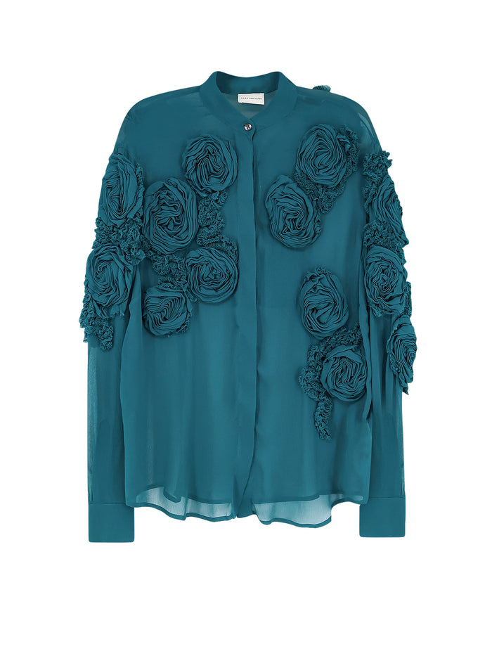 Dries Van Noten Shirts Petrol Viscosa