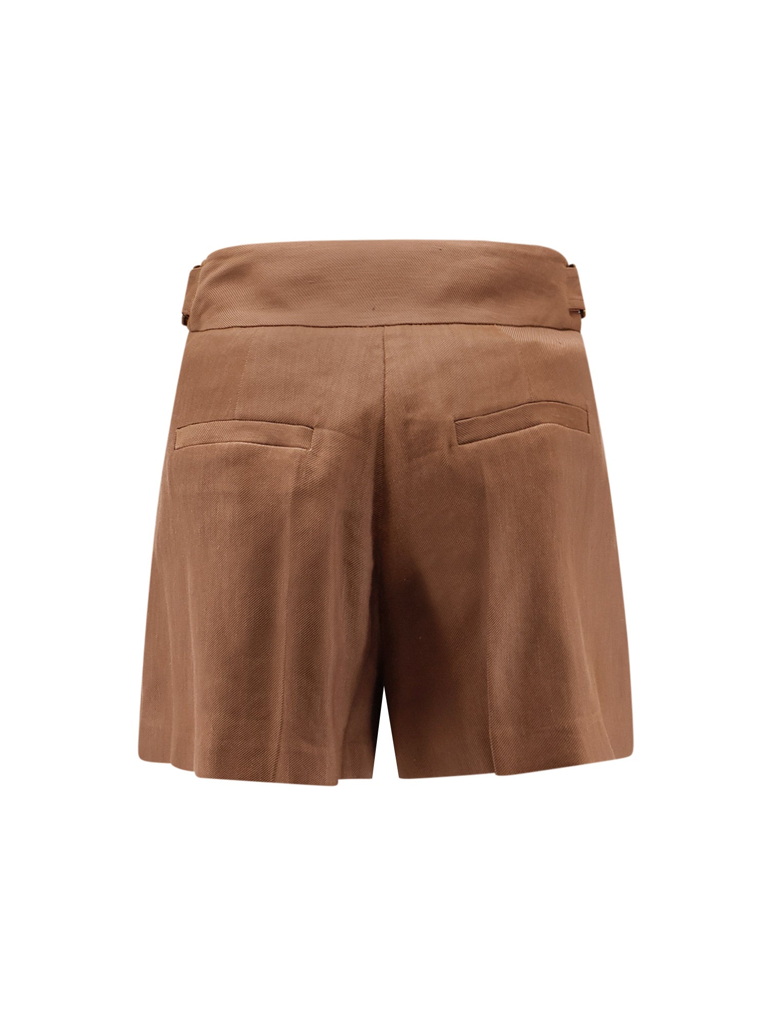 Elisabetta Franchi Shorts Leather Brown Lino Viscosa Elastan