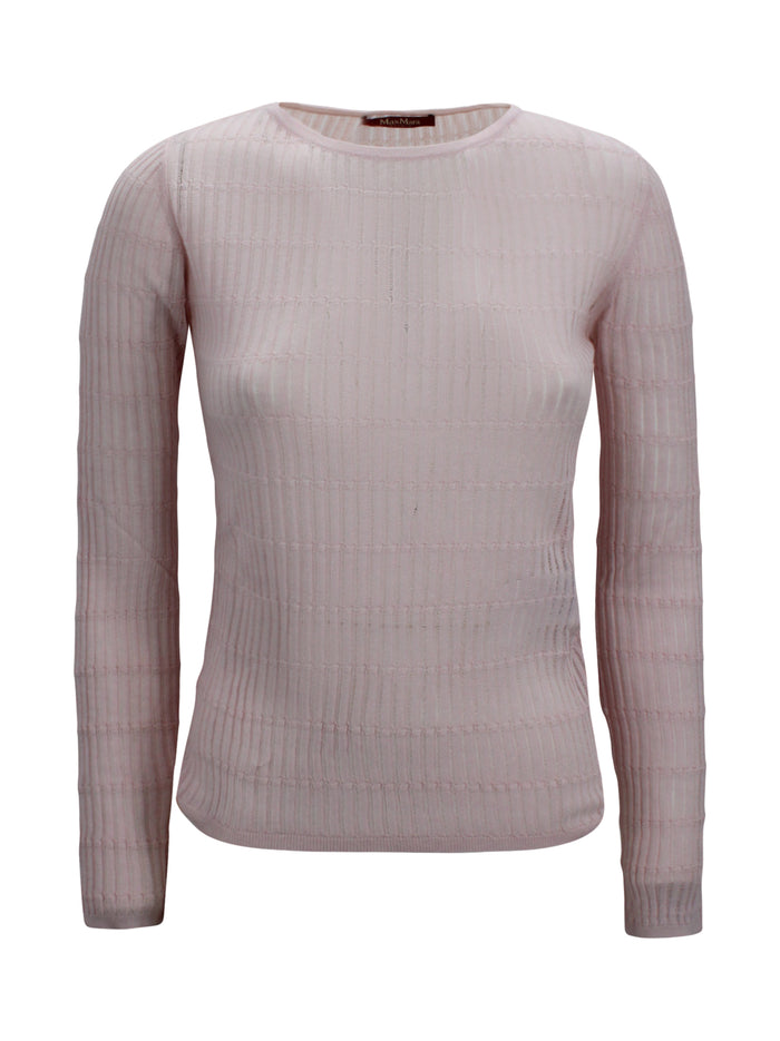 Max Mara Studio Top Pink Wool.silk