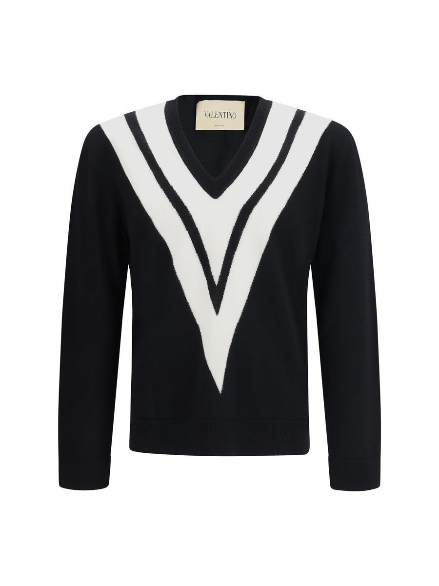 Valentino 100% Fleece Wool Ovis Aries sweater in black