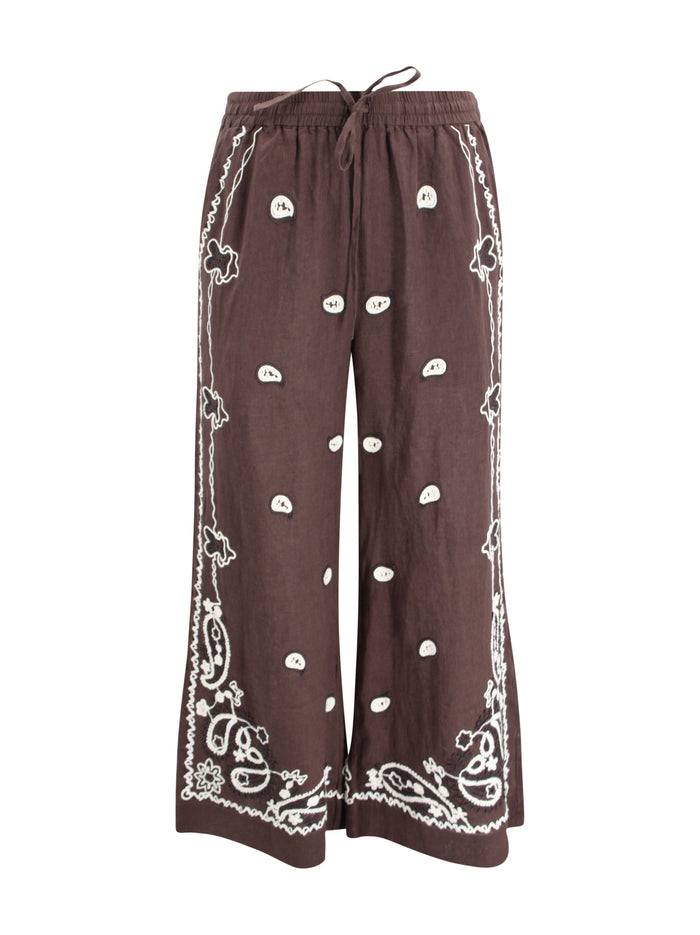 Parosh Trousers Dark Brown Linen