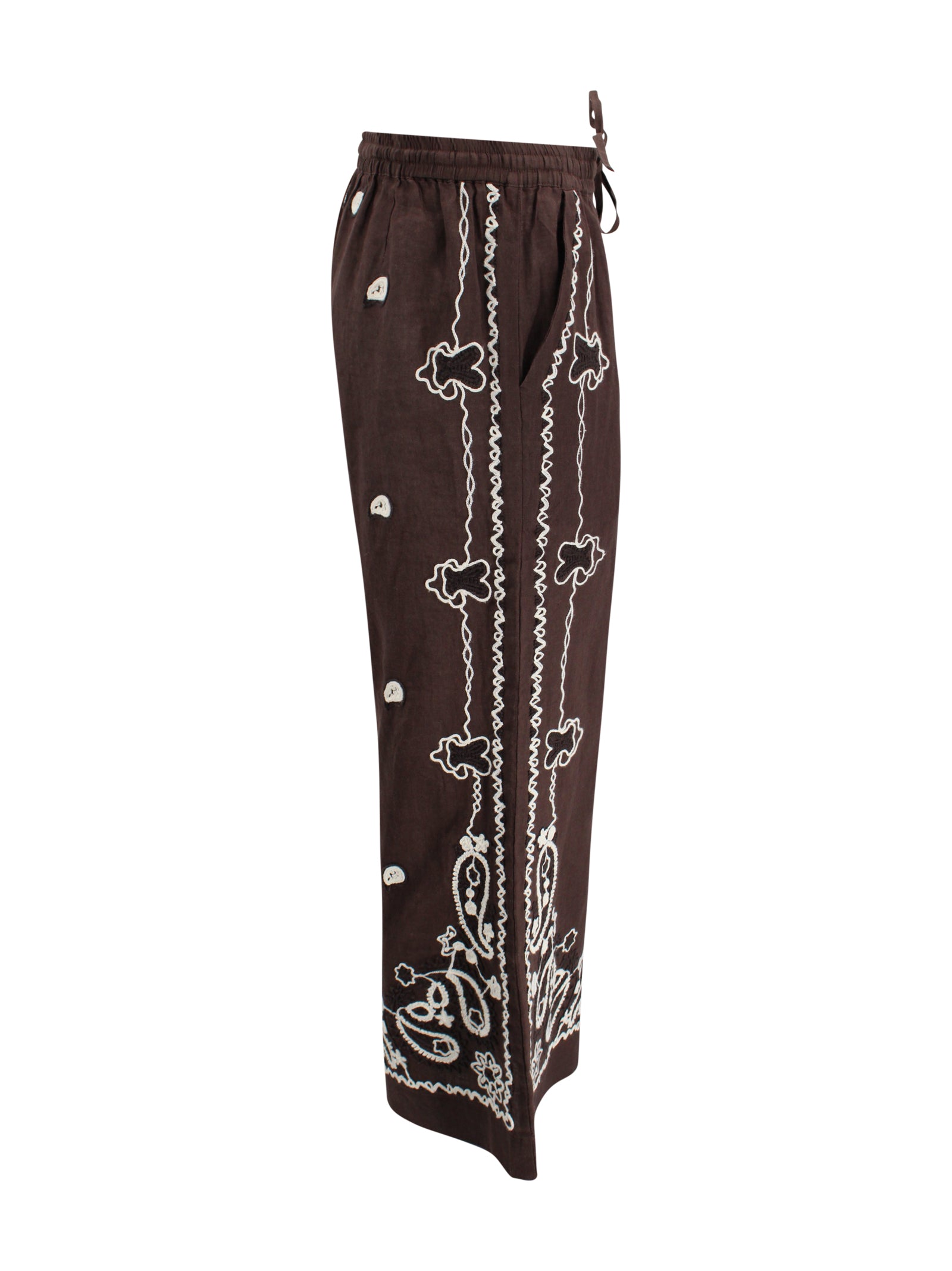 Parosh Trousers Dark Brown Linen