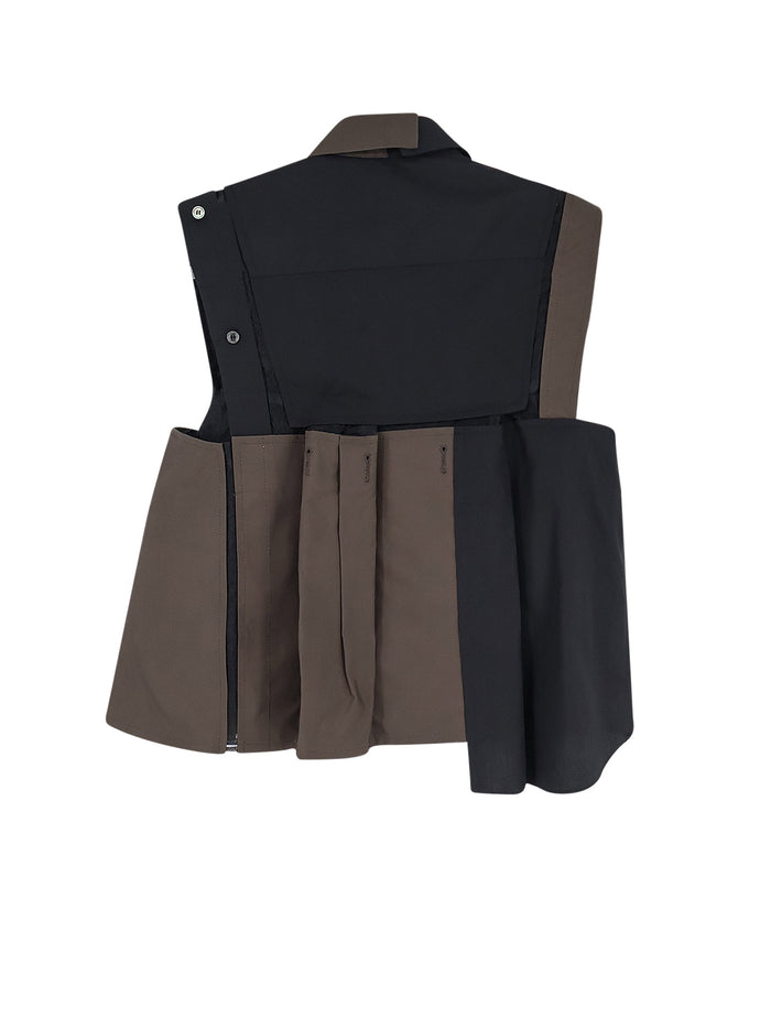 Sacai Shirts Blackdkhaki Cotone/poliestere