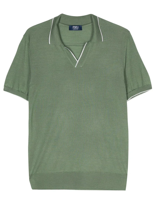 Fedeli Cashmere 70% polo shirt in olive green