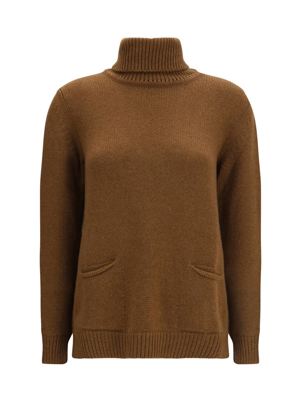 High Neck Sweater Castagno Kashmir/capra Hircus