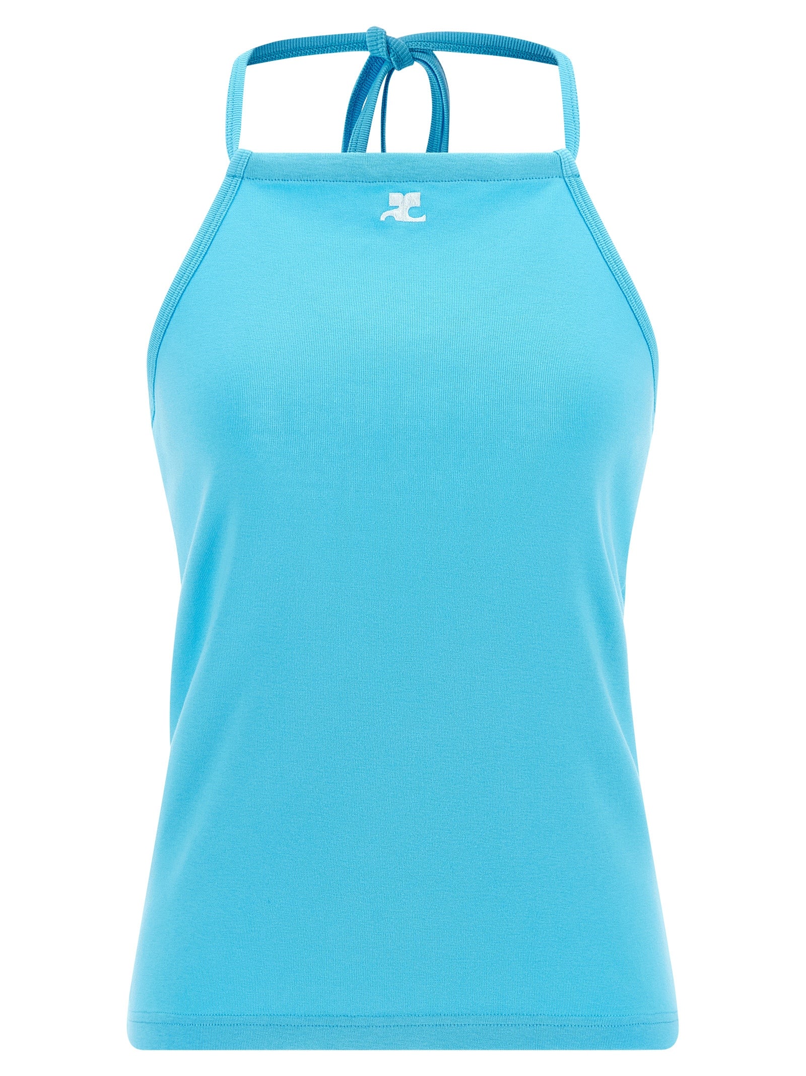 Logo Embroidery Tank Top Light Blue Cotton