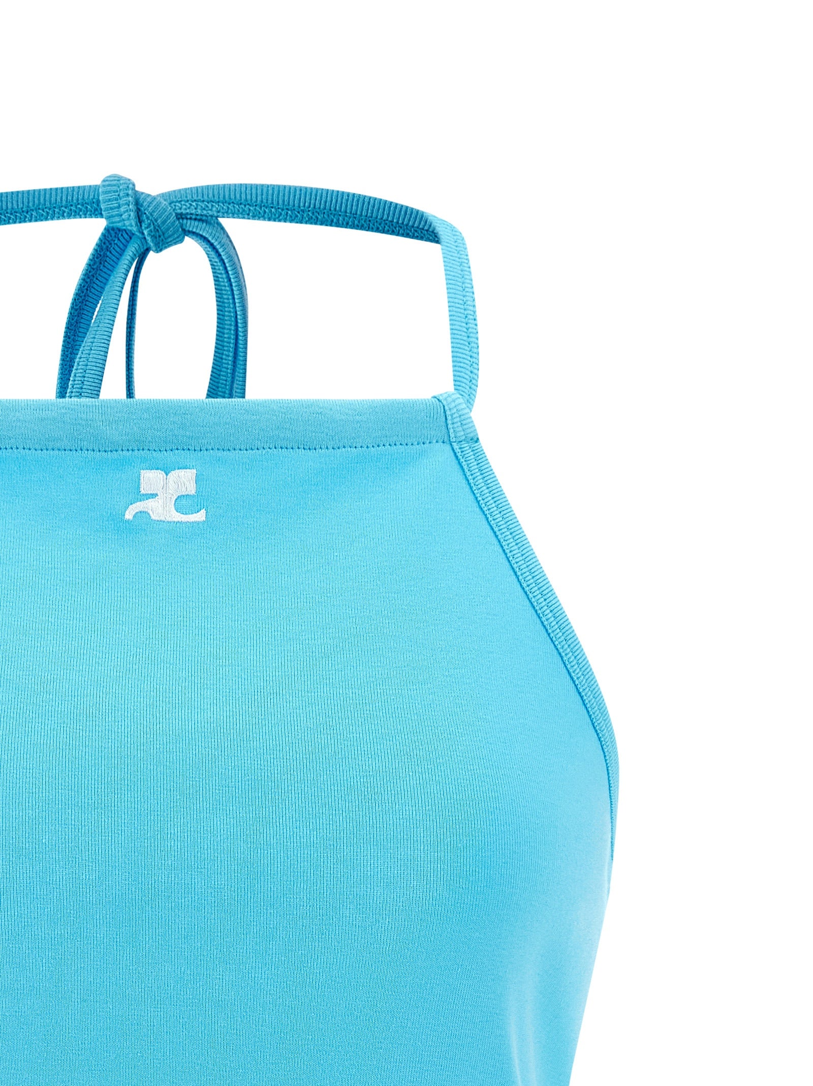 Logo Embroidery Tank Top Light Blue Cotton