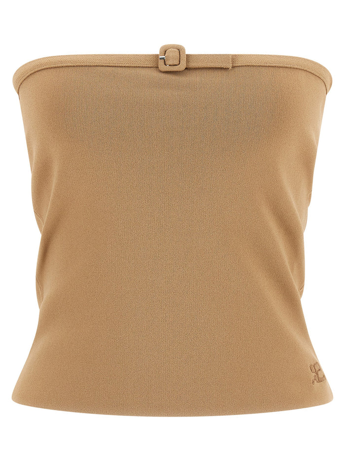 Buckle Top Beige Viscose Tops
