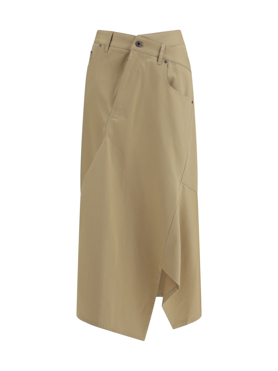 Asymmetric Cotton Skirt Beige
