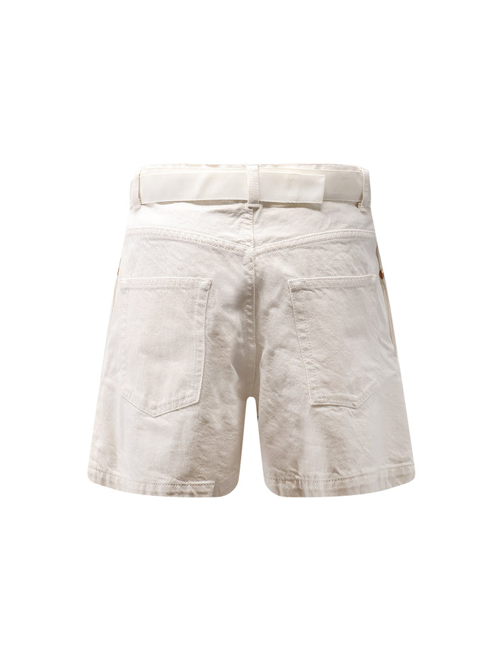 Sacai Shorts Beige Poliestere Lana/ Cotone