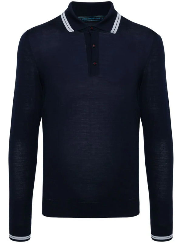 Kiton Wool 100% polo shirt in navy