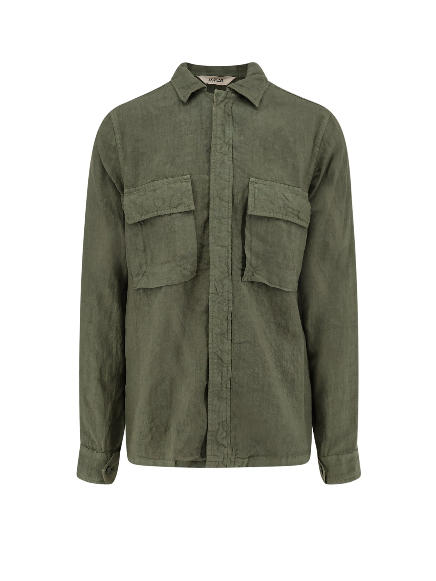 Aspesi Shirts Green Lino