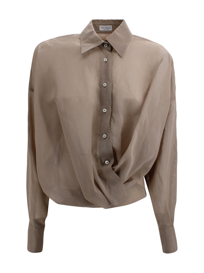 Brunello Cucinelli Shirts Coffee Silk