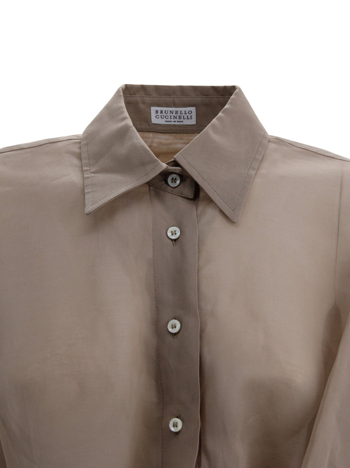 Brunello Cucinelli Shirts Coffee Silk