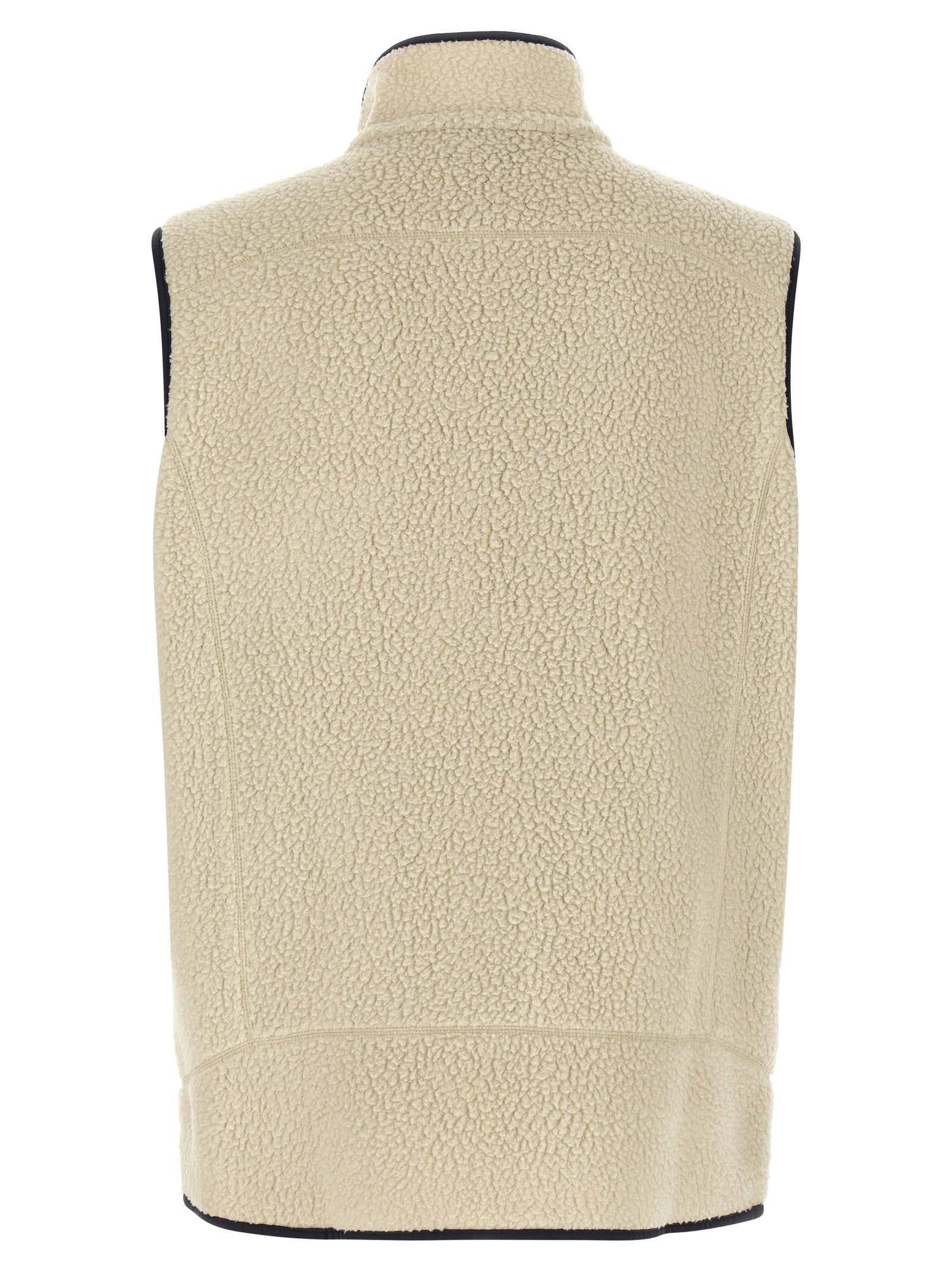 Mens Retro Pile Vest Beige Polyester Gilet