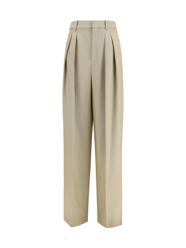 Saint Laurent 92% Fleece Wool Ovis Aries; 8% Silk trousers in yellow