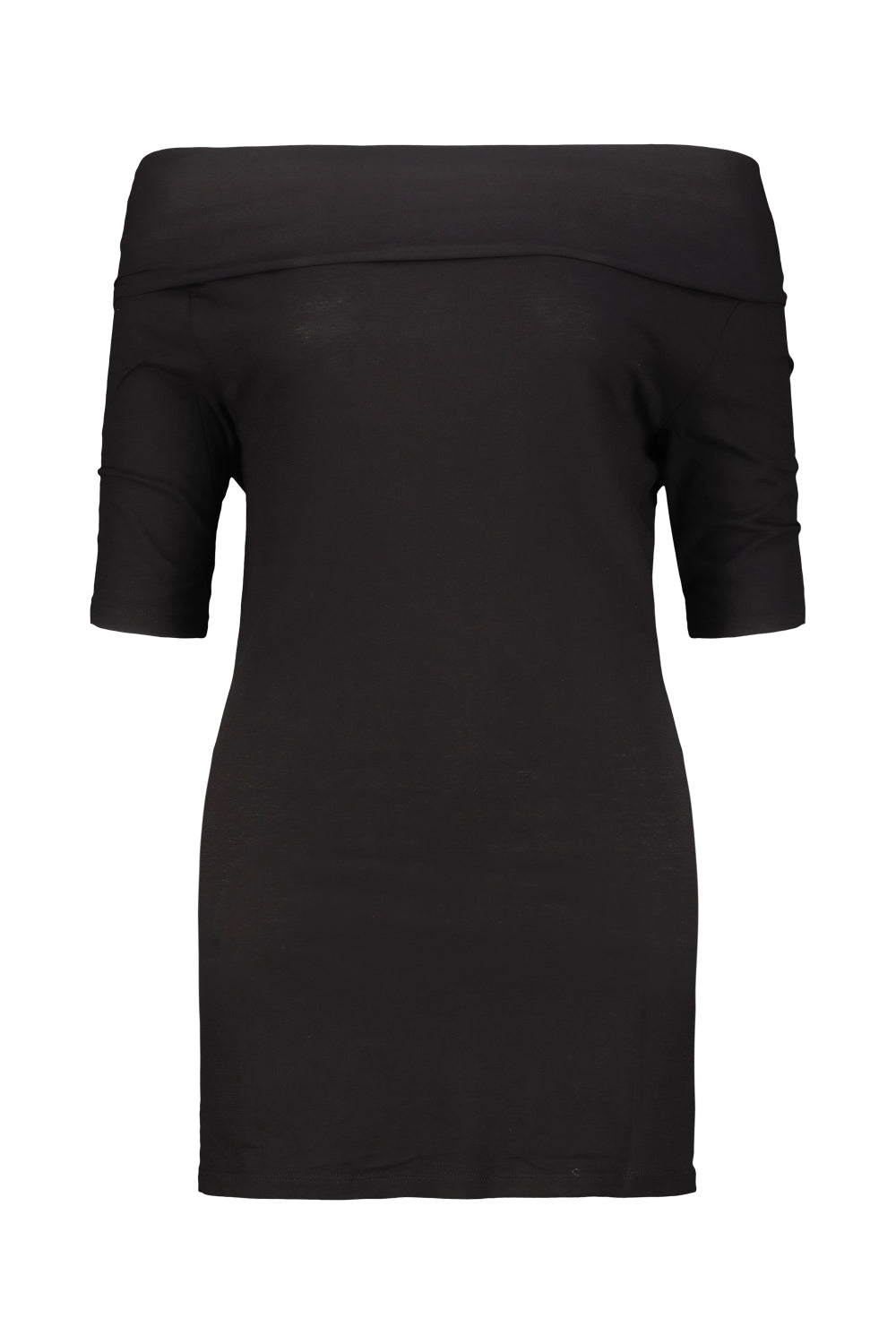 Short Sleeve Twisted Top Black Cotton Elasthane