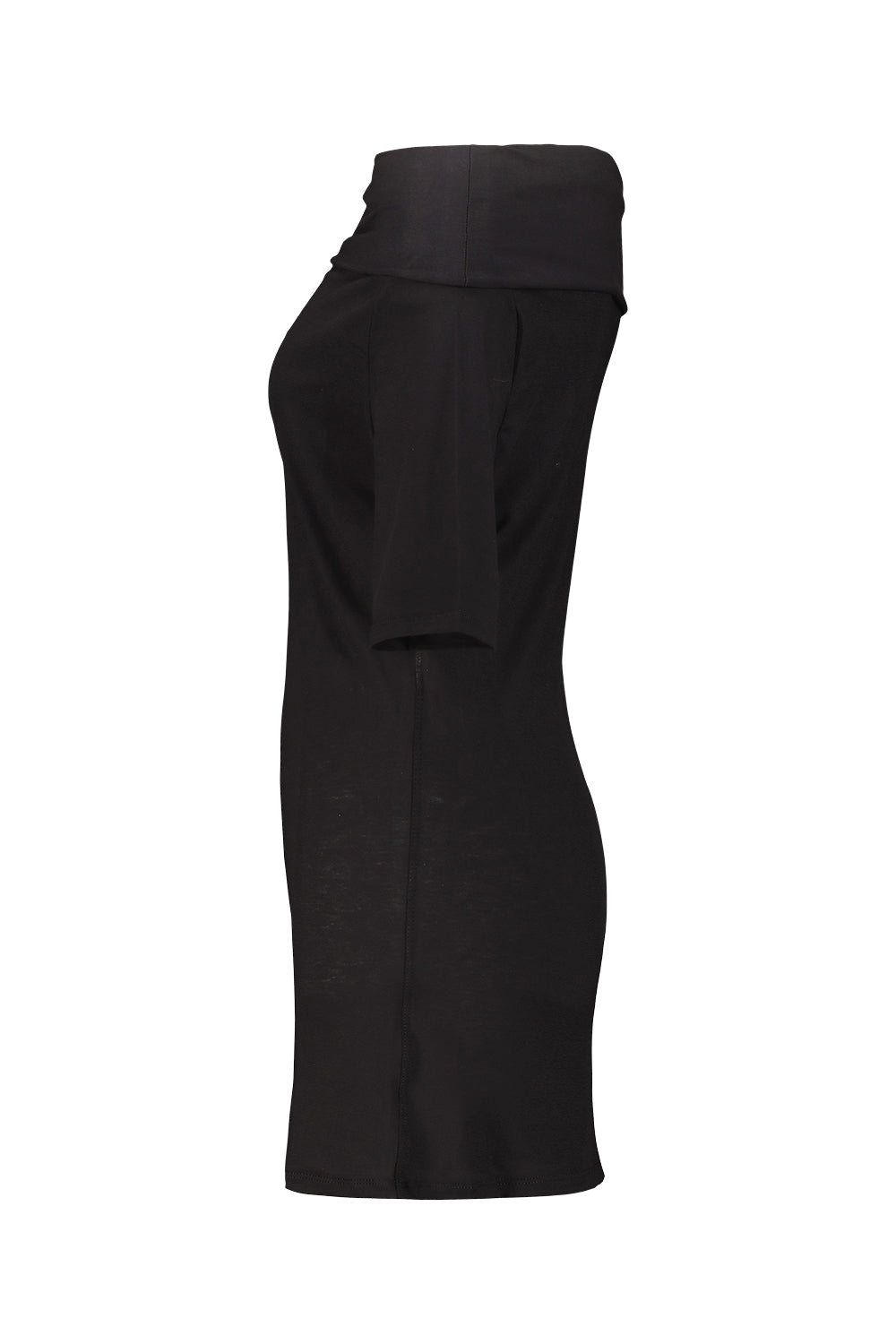 Short Sleeve Twisted Top Black Cotton Elasthane