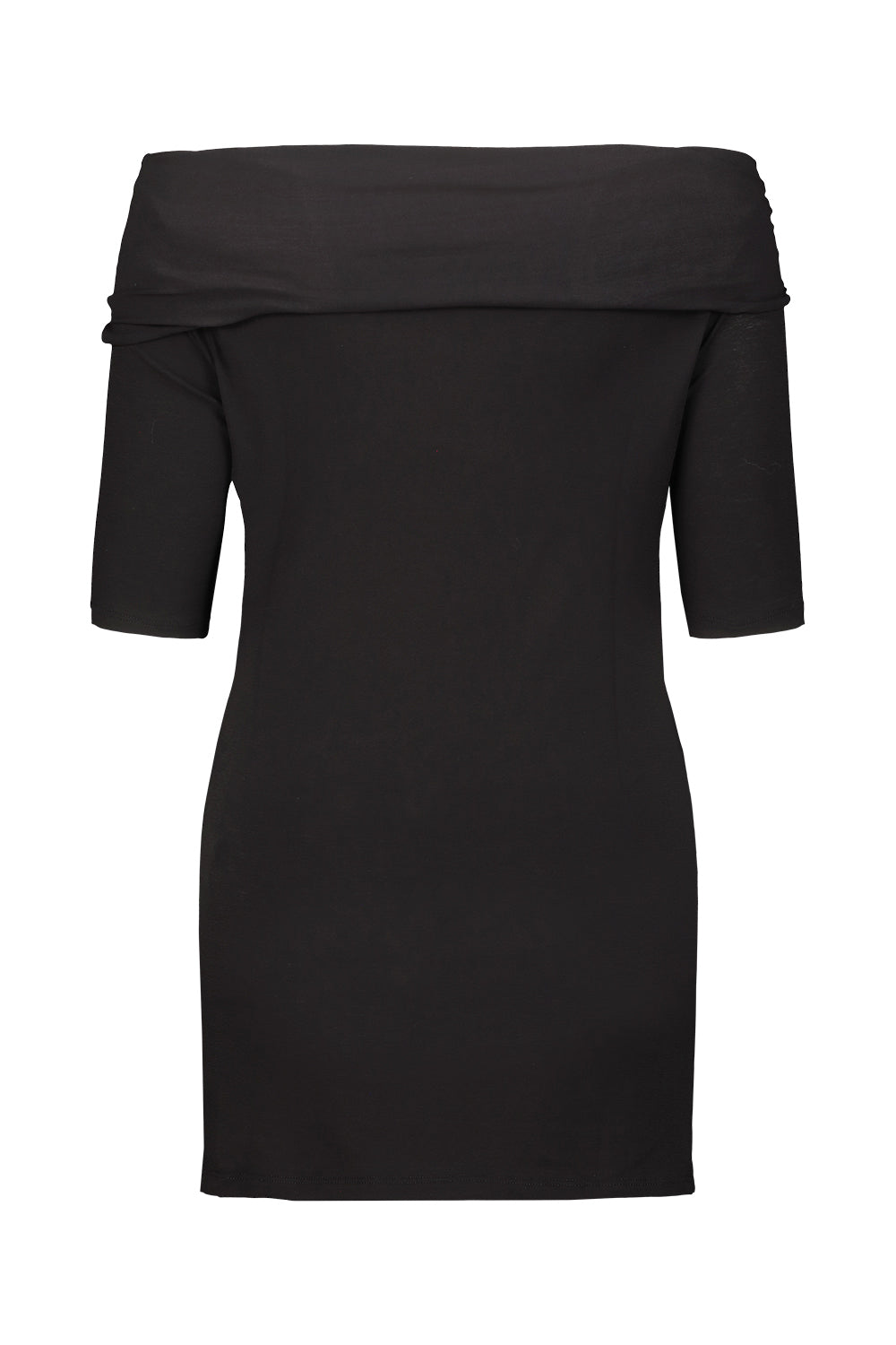 Short Sleeve Twisted Top Black Cotton Elasthane