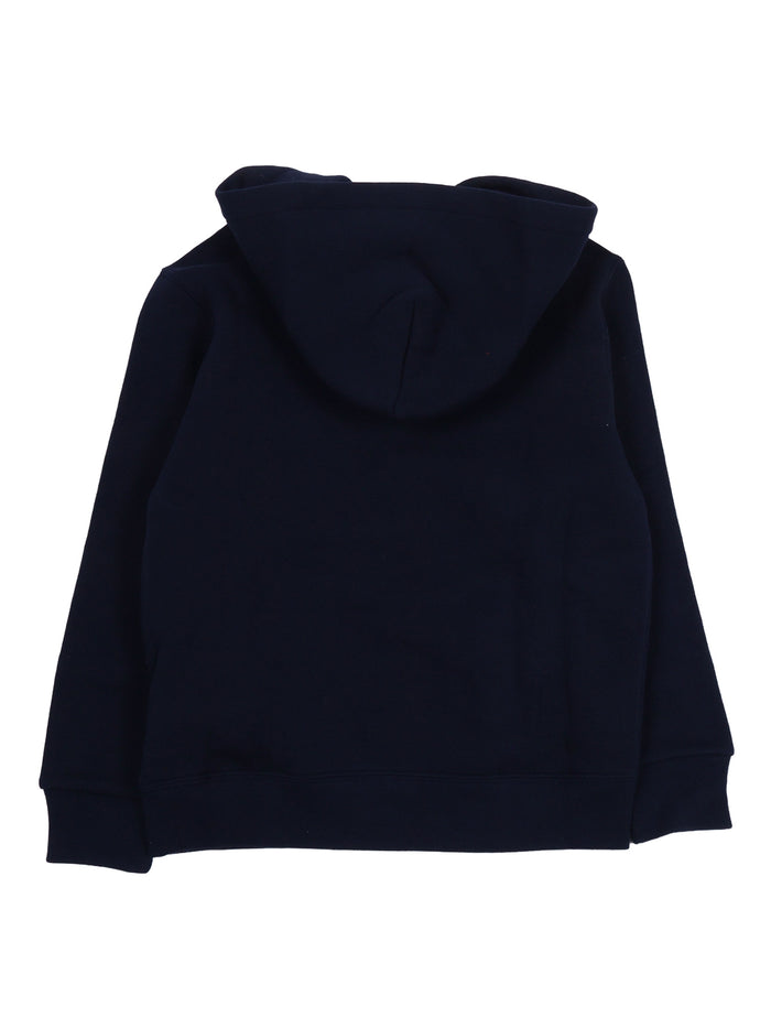 Ls Po Hood-Tops-Knit Blue Cotton Polyester Sweatshirt