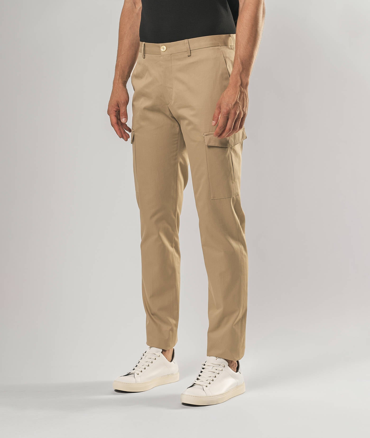 Cotton Cargo Austin Beige Trousers No Pinces