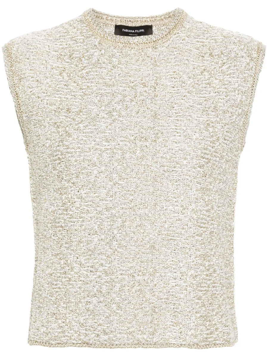 Fabiana Filippi Cotton 65% tank top in cream
