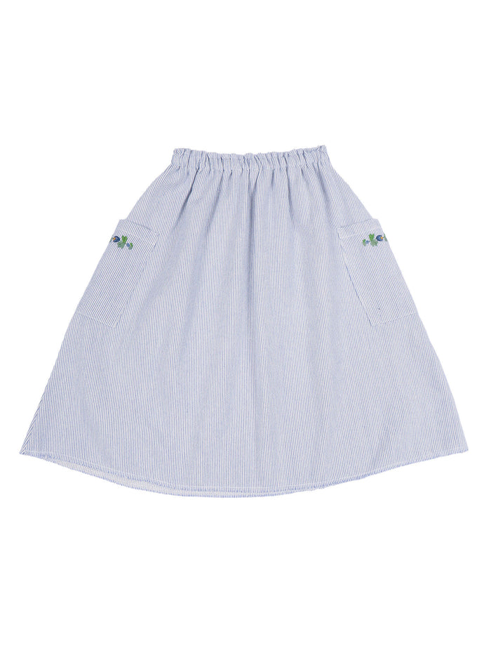 Alexa Midi Skirt Light Blue Cotton Polyester