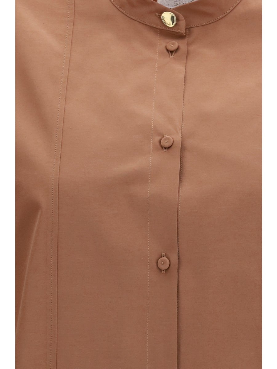 High-Neck Top Mousse Polyester Shirt