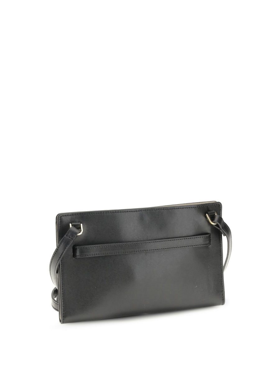 Belted Leather Crossbody Bag Black Cow Shoulder