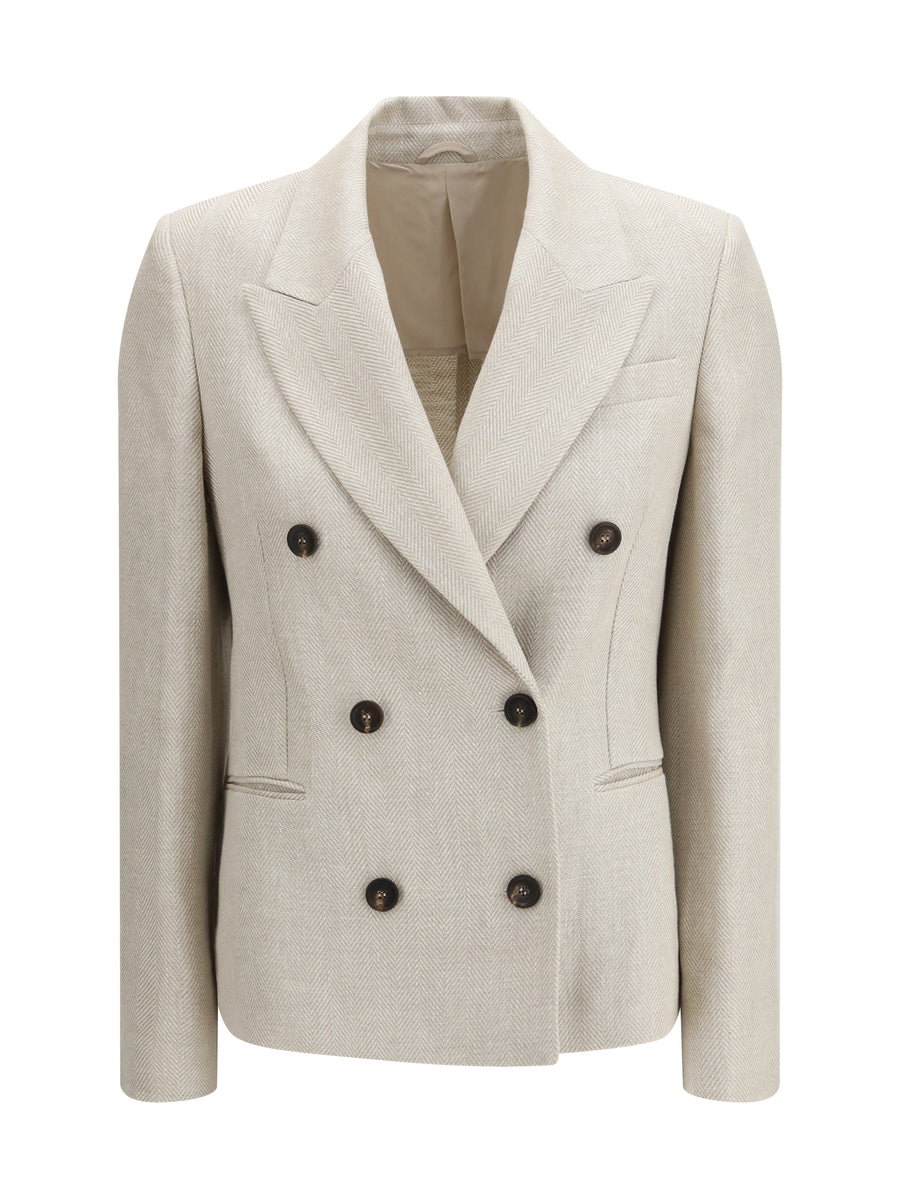 Blazer Button Herringbone Beige-Panama Beige/panama Outer: Linen Blazers