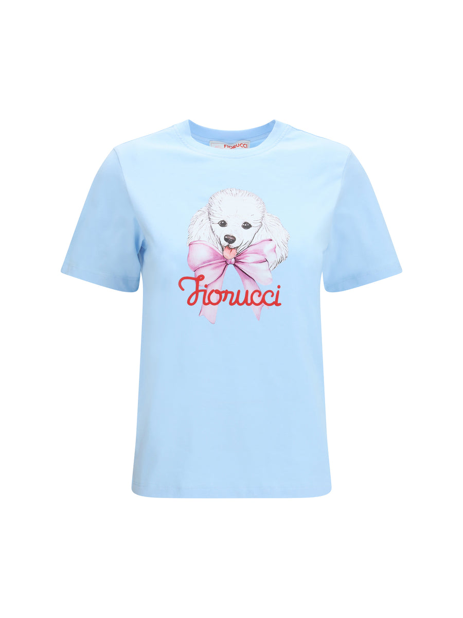 T-Shirt With Poodle Logo Light Blue Cotton T-shirts & Jerseys