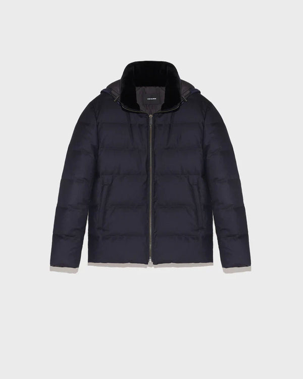 Yves Salomon 95% wool down jacket in navy