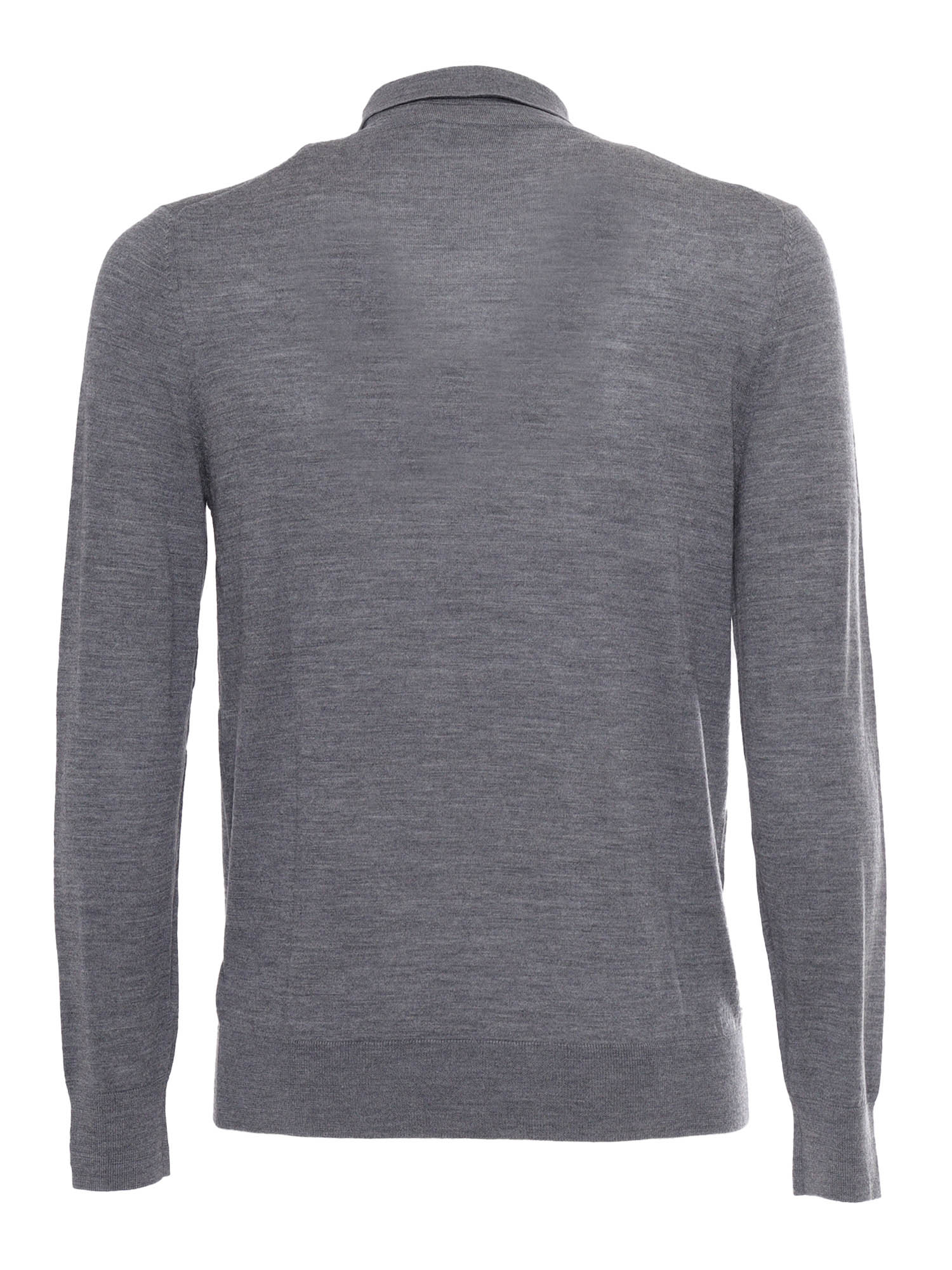 Polo Neck Pullover Grey Wool Crewneck
