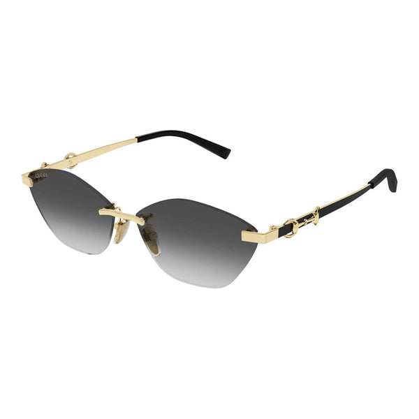 Gucci Sunglasses Cat Eye Rimless, Gold Frame And Grey Gradient Lens Gg2050s001