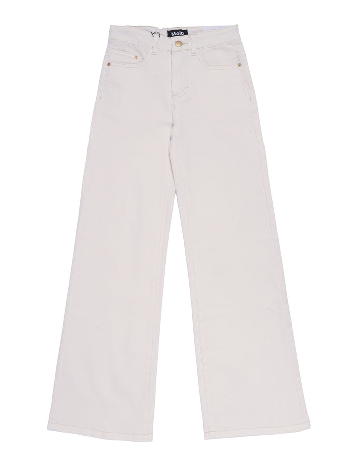 Asta Woven Pants White Cotton Polyester Elastane