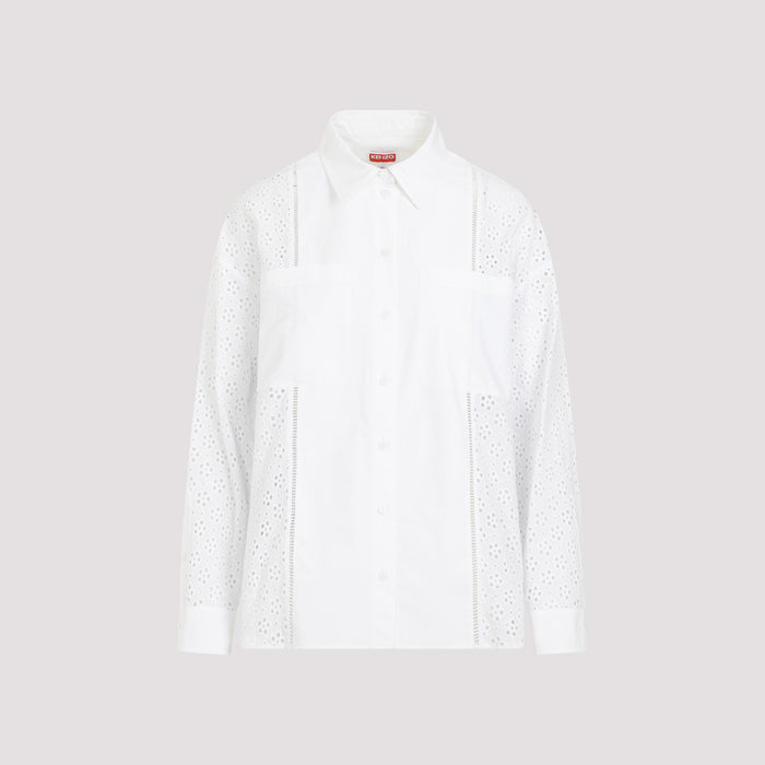Broderie Anglaise Shirt White Cotton Polyster
