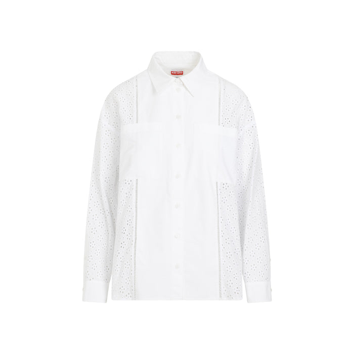 Broderie Anglaise Shirt White Cotton Polyster