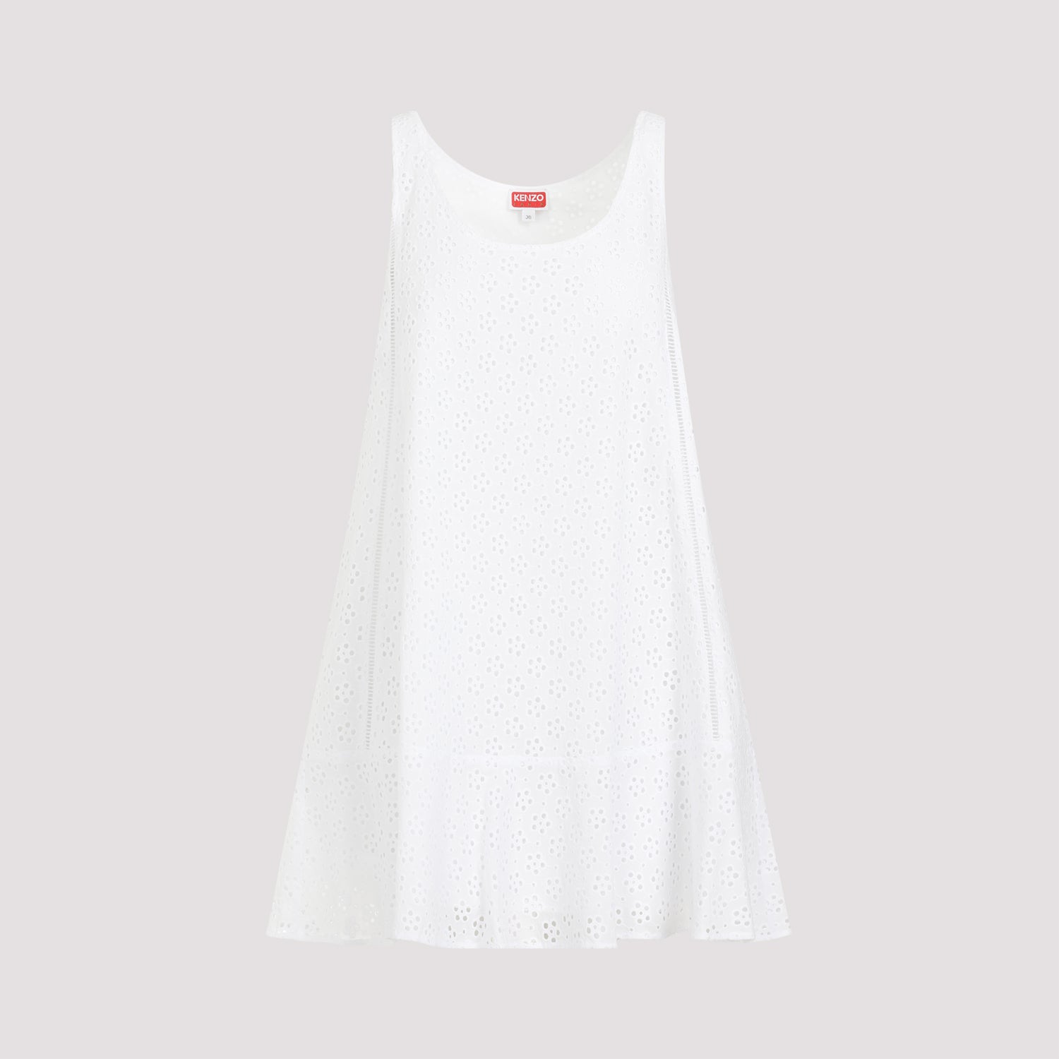 Broderie Anglaise Mini Dress White Cotton Polyster