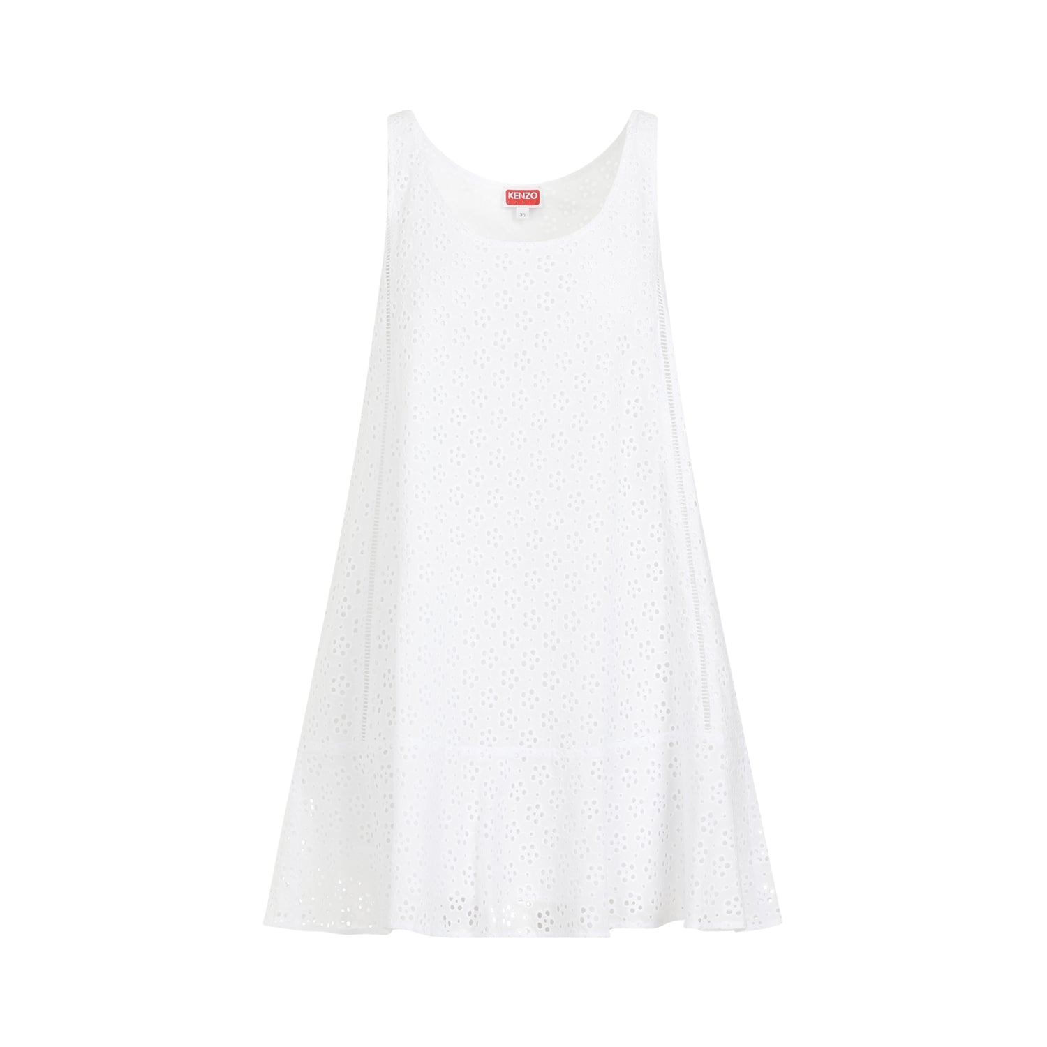 Broderie Anglaise Mini Dress White Cotton Polyster