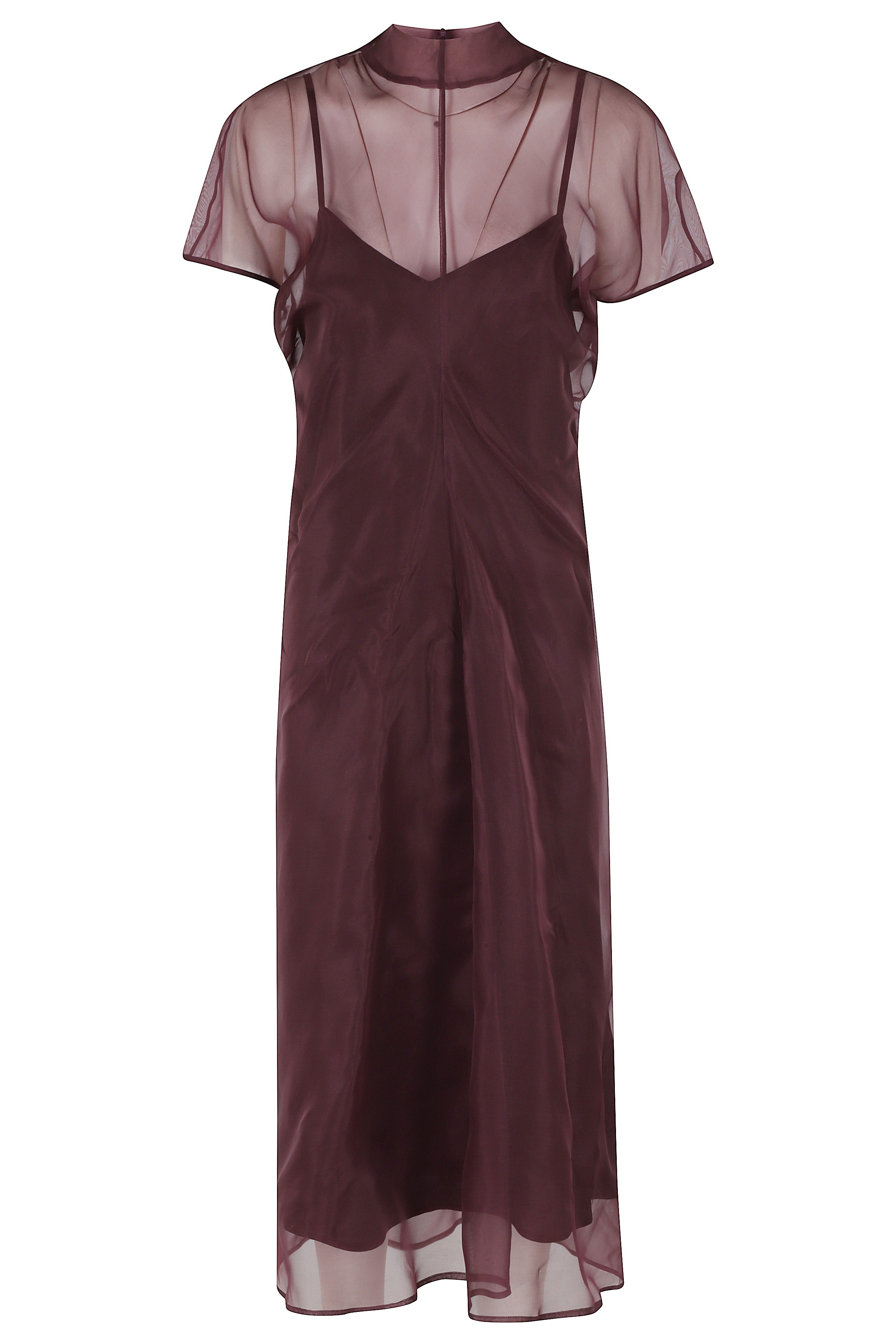 Abito Organza Di Seta Con Sottoveste Pink & Purple