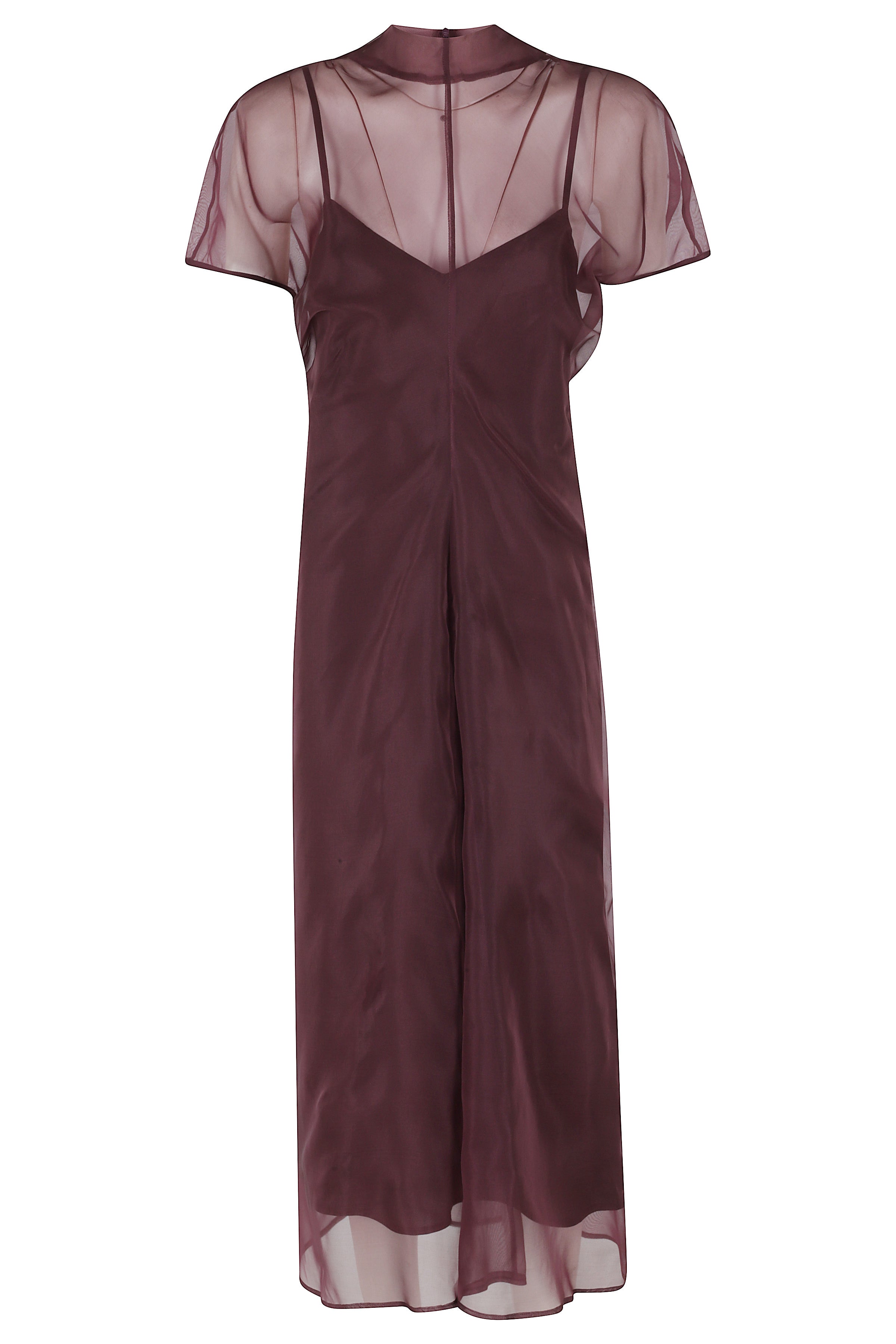 Abito Organza Di Seta Con Sottoveste Pink & Purple