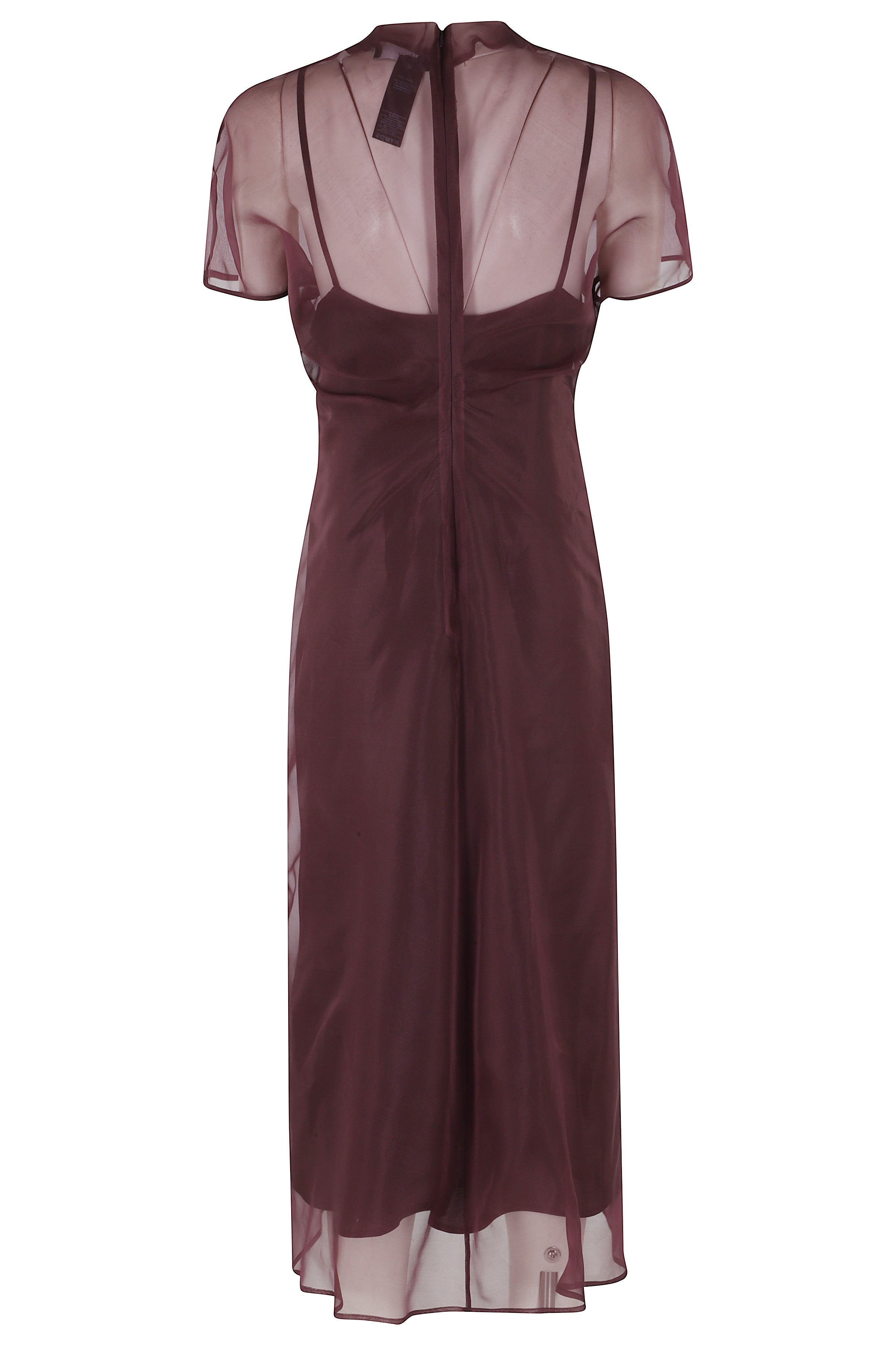 Abito Organza Di Seta Con Sottoveste Pink & Purple