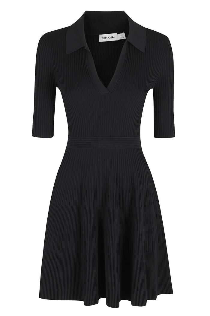 Patricia Polo Mini Dress Black Rayon Nylon Elastane Abito